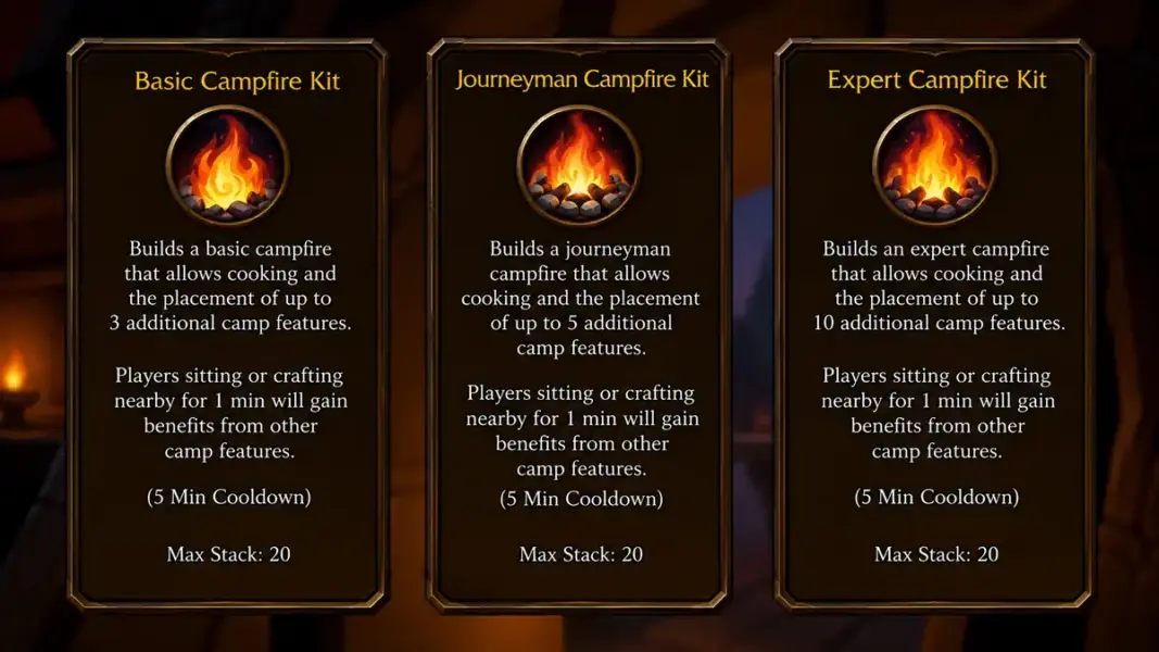 Camping And Other Professions In Wow Forever | Epiccarry Basic Campfire Kit, Cookie'S Feast, Iron Oven