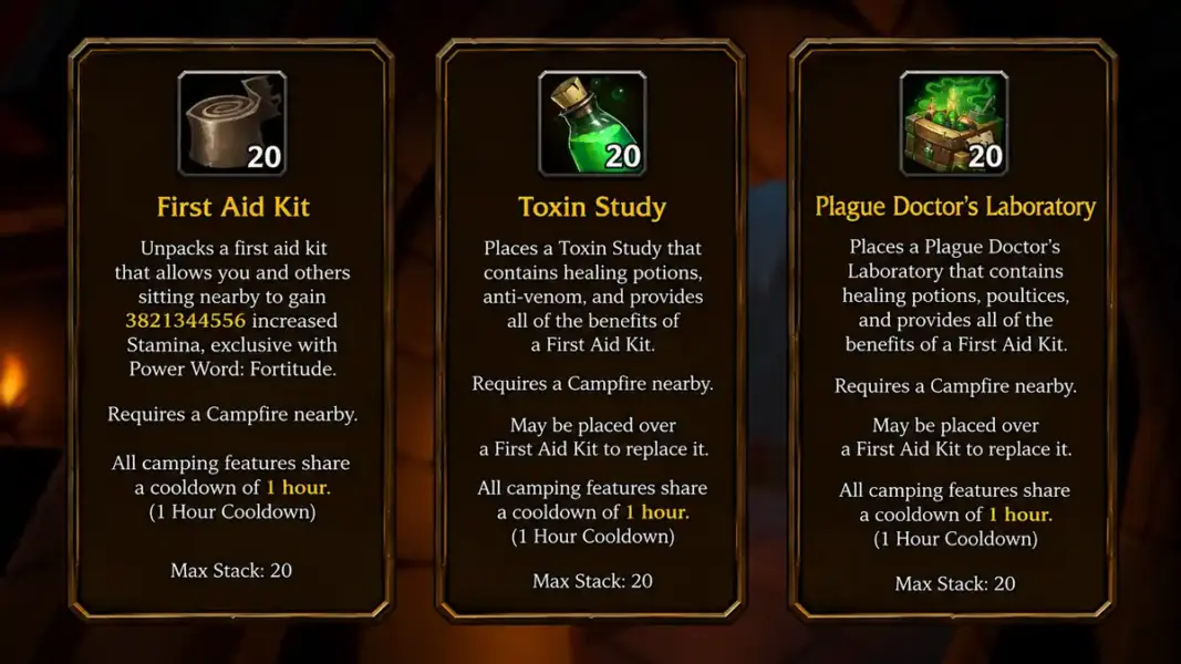 Camping And Other Professions In Wow Forever | Epiccarry First Aid Kit, Toxin Study, Plague Doctor'S Laboratory